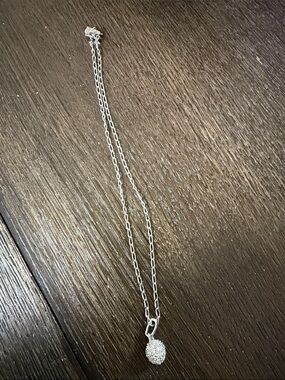 Swarovski Silver Pavé Round Pendant Necklace